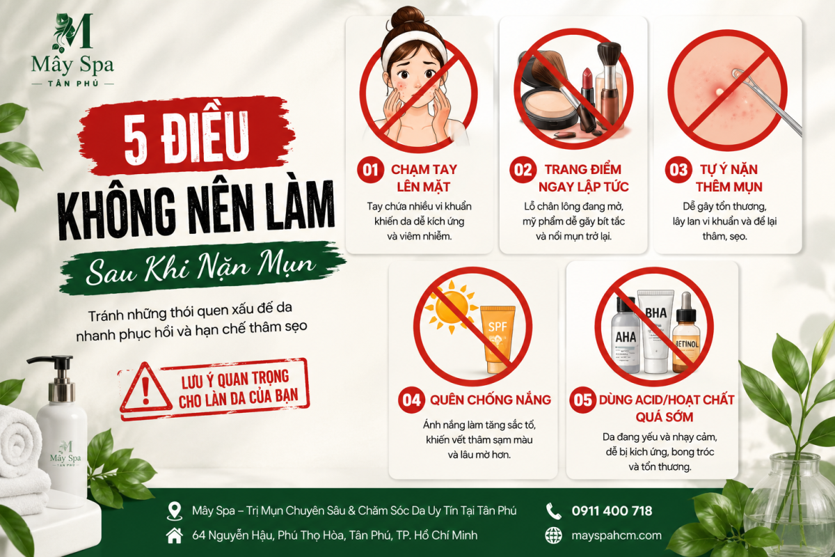 5 điều kh&ocirc;ng n&ecirc;n l&agrave;m sau khi nặn mụn