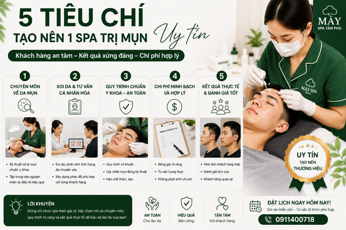 5 ti&ecirc;u ch&iacute; tạo n&ecirc;n 1 spa trị mụn uy t&iacute;n