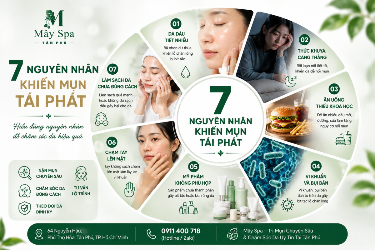 7 nguy&ecirc;n nh&acirc;n khiến mụn t&aacute;i ph&aacute;t