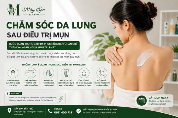Chăm s&oacute;c da lưng sau điều trị mụn lưng