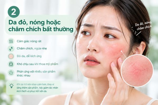 Da đỏ rát châm chích khi hàng rào bảo vệ da bị tổn thương