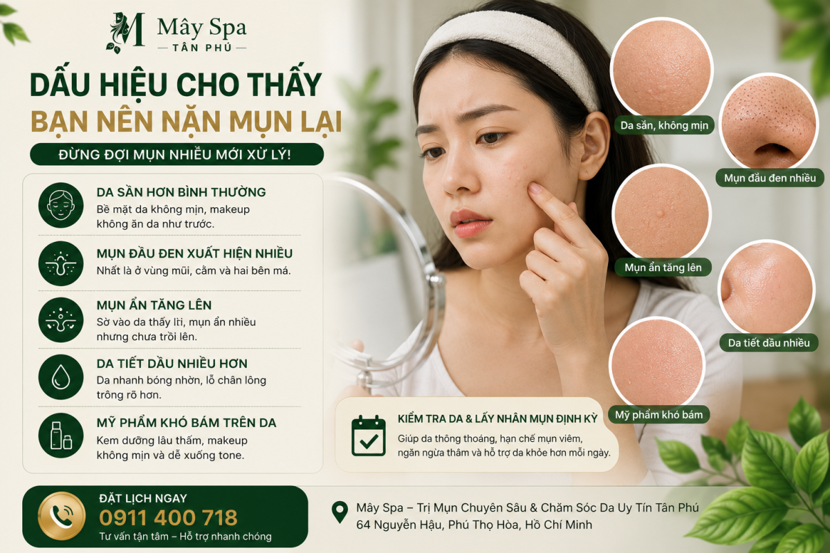 Dấu hiệu cần nặn mụn lại