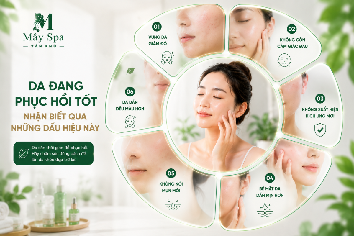 Dấu hiệu da phục hồi tốt sau nặn mụn