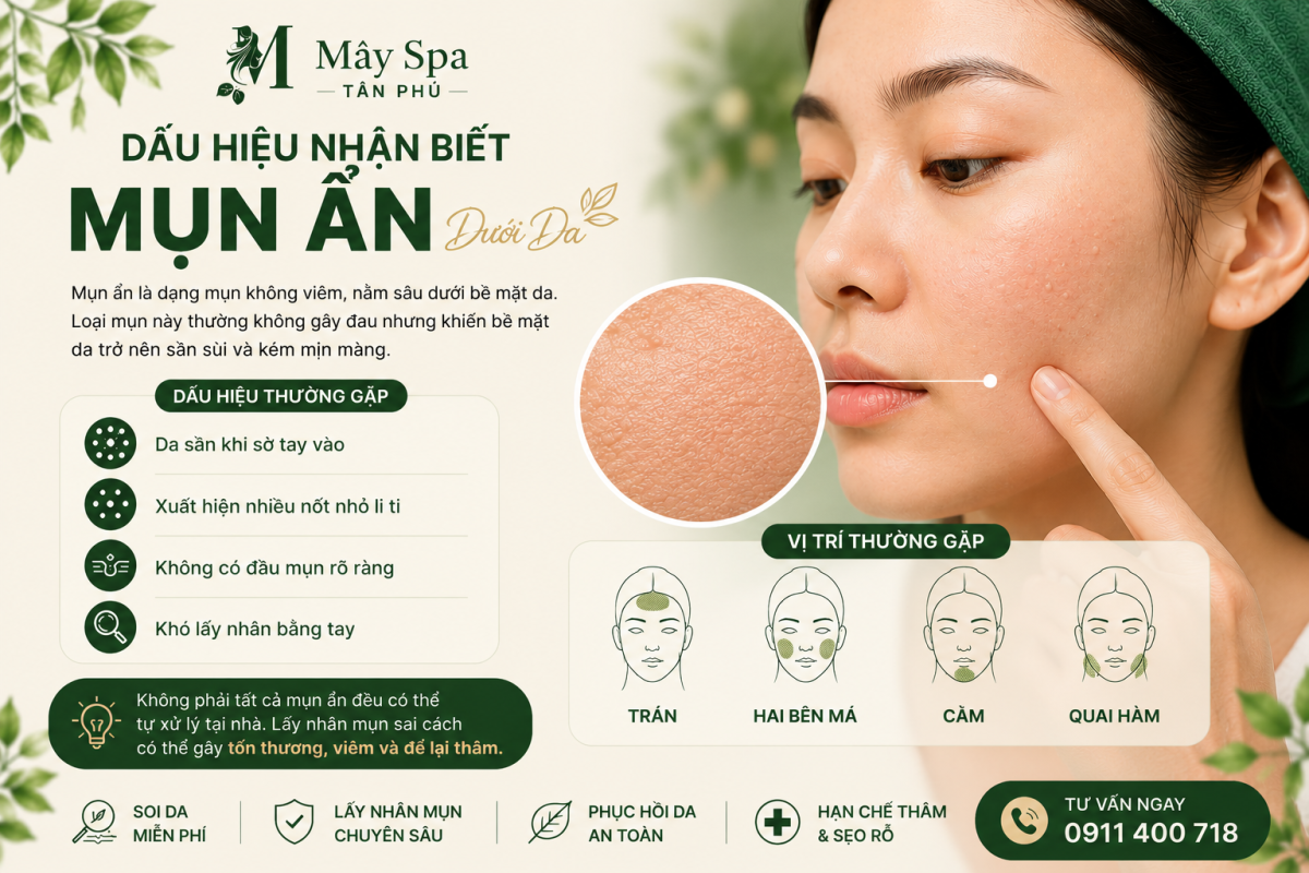 Dấu hiệu nhận biết mụn ẩn dưới da