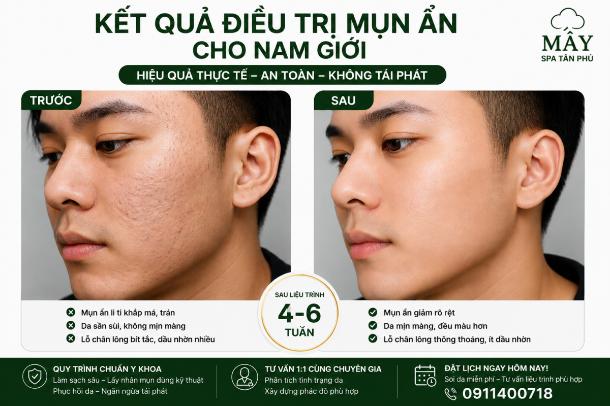 Kết quả điều trị mụn ẩn nam giới