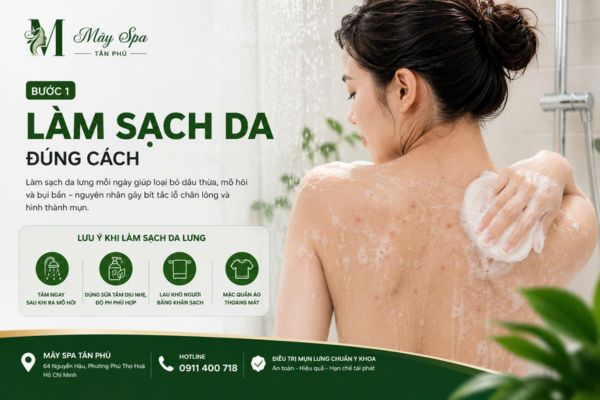L&agrave;m sạch v&ugrave;ng da lưng bị mụn