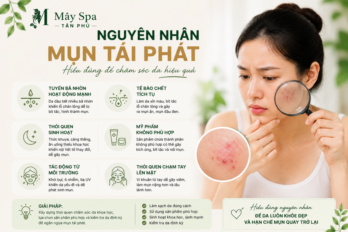 Nguy&ecirc;n nh&acirc;n mụn t&aacute;i ph&aacute;t