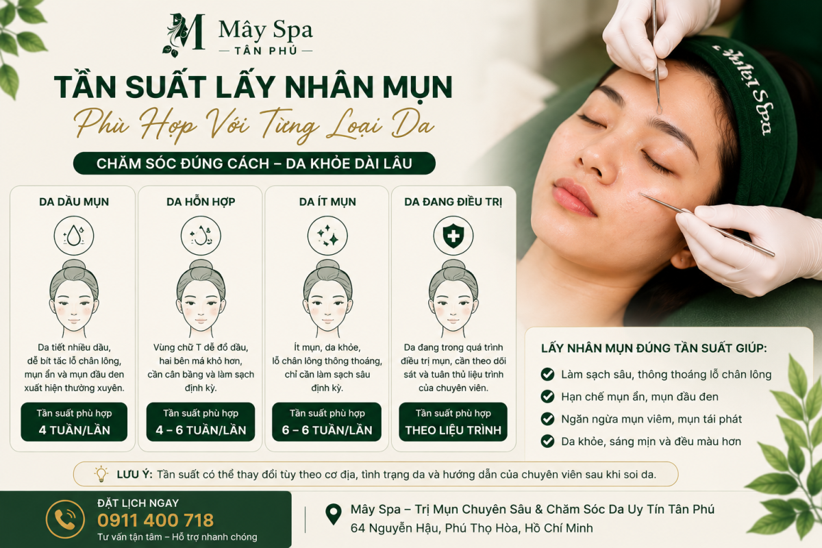 Tần suất lấy nh&acirc;n mụn ph&ugrave; hợp