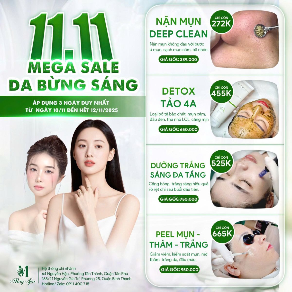 11.11 Mega Sale tại Mây Spa